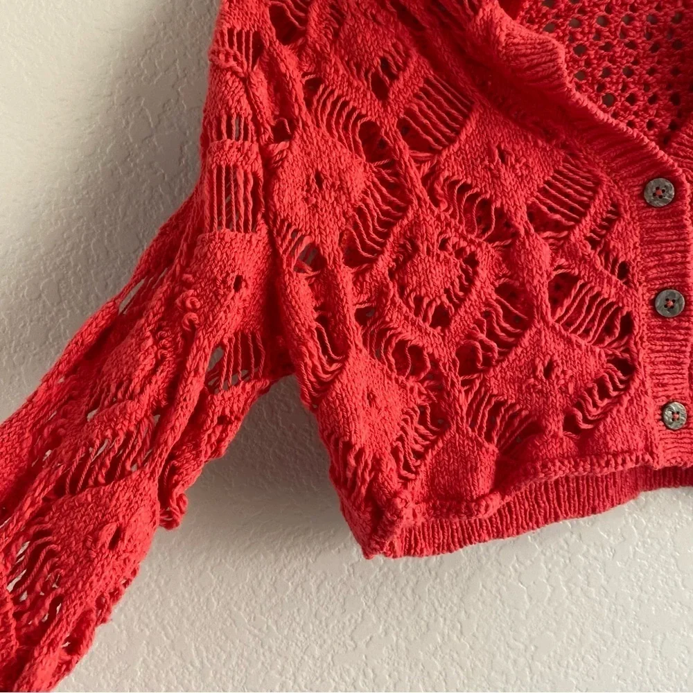 Free People Crochet Cropped Cardigan